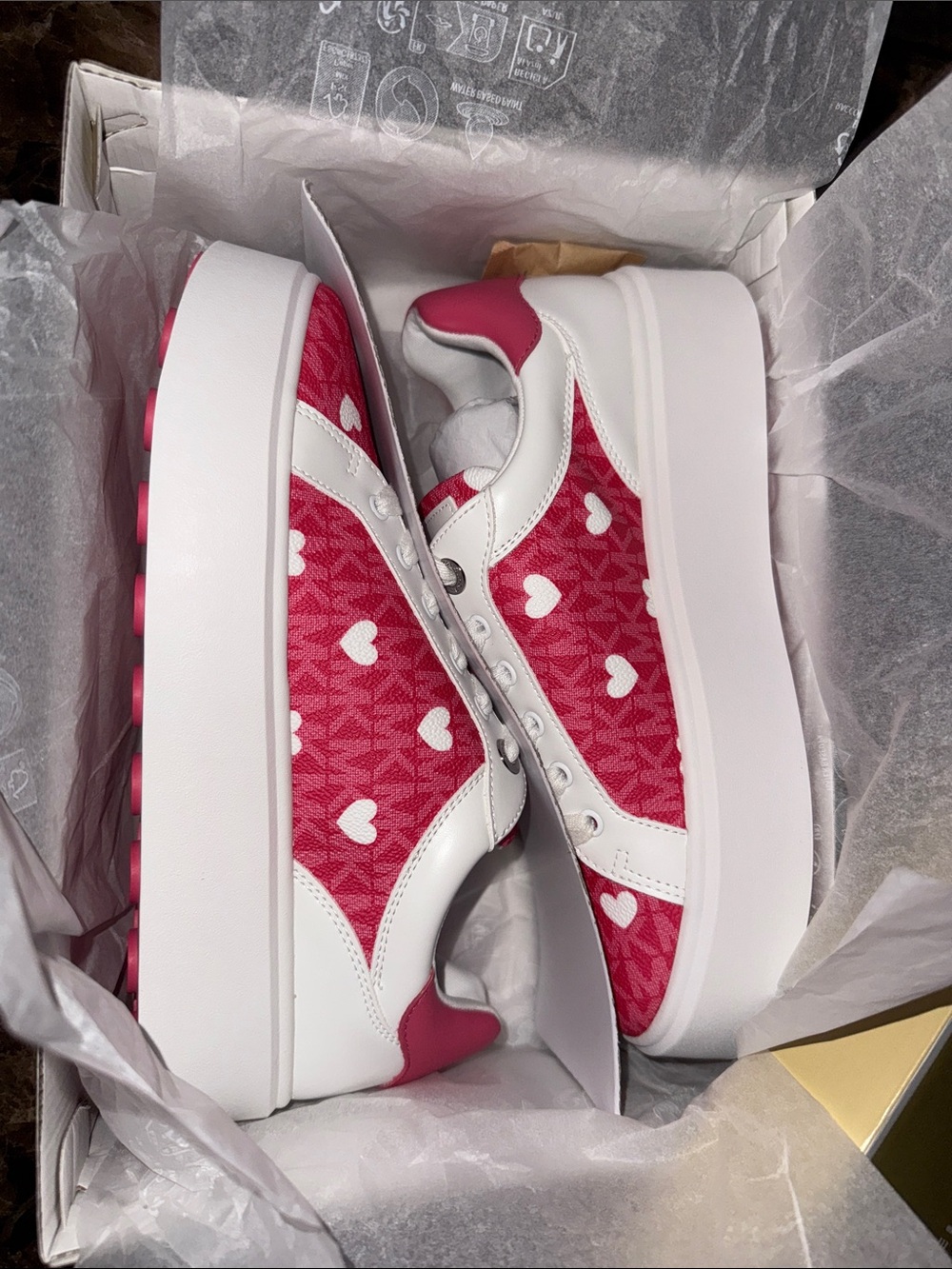 MICHAEL Michael Kors Pink Heart Logo Platform Sneaker - Picture 6 of 6